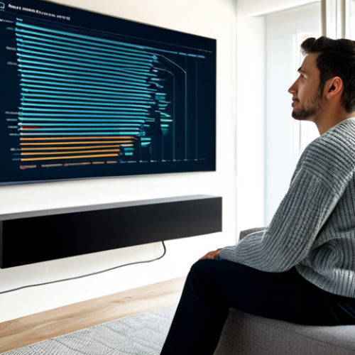 A professional adult in a comfortable, modest sweater, seated on a modern sofa, engaged with a large holographic screen displaying diverse streaming content suggestions perfectly tailored to their profile. The screen subtly shows interconnected data points and glowing lines, indicating algorithmic processing. The setting is a minimalist, well-lit living room, with natural light filtering through a large window. safe for work, appropriate content, fully clothed, professional, perfect anatomy, correct proportions, natural pose, well-formed hands, proper finger count, natural body proportions, high-quality, ultra-detailed, professional photography.