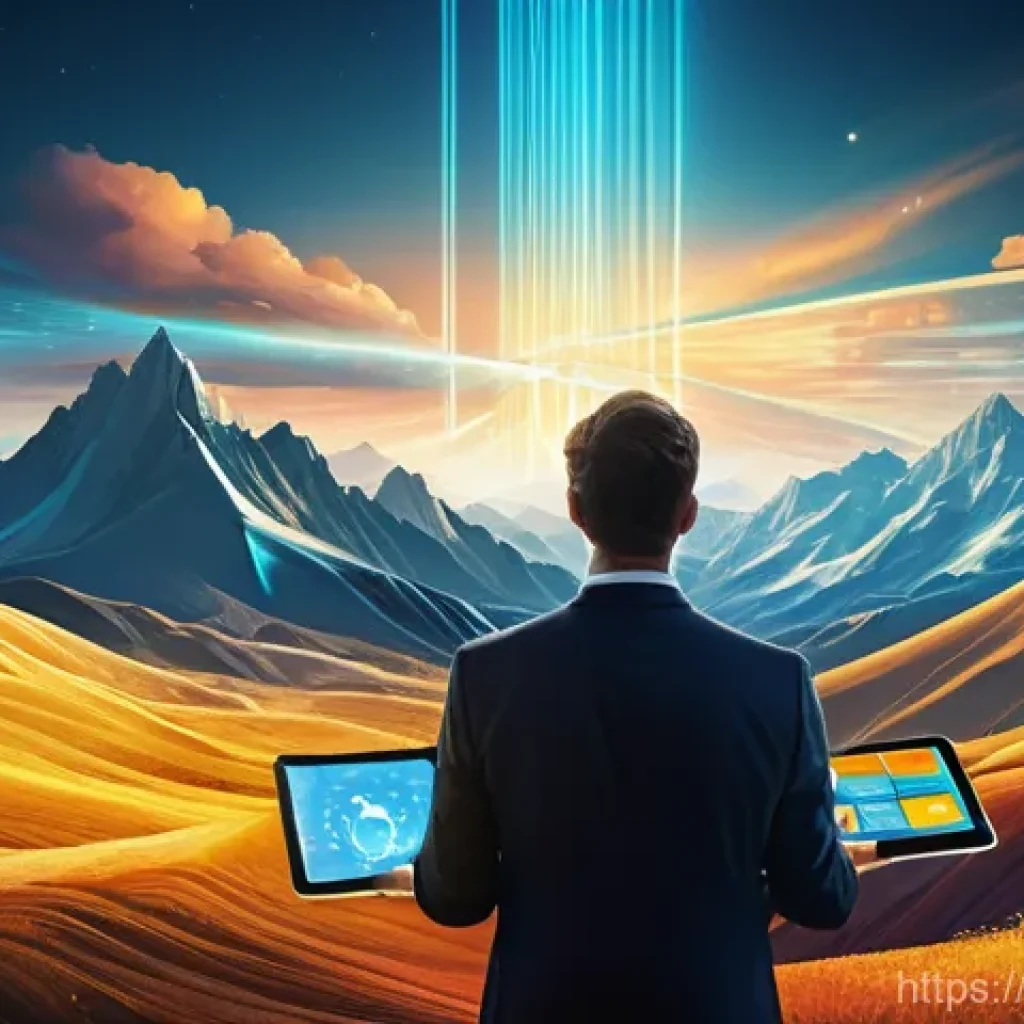 OTT 콘텐츠 제작에 투자하기 - **Prompt:** "A vibrant, panoramic view of a 'Digital El Dorado.' Imagine a landscape where shimmerin...