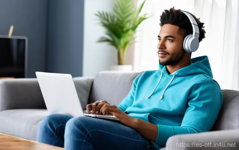 OTT 사용률과 연령대 - **Prompt: Gen Z/Younger Millennials Binge-Watching Experience**
    A vibrant and modern living room...
