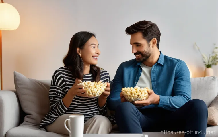 OTT 사용률과 연령대 - **Prompt: Gen Z/Younger Millennials Binge-Watching Experience**
    A vibrant and modern living room...