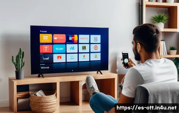 OTT와 게임 스트리밍 플랫폼 - A modern living room scene in a stylish Spanish apartment where a diverse group of young adults enjo...
