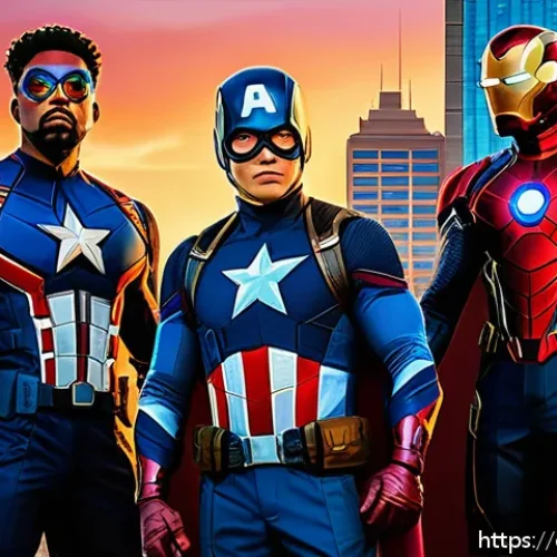 Home 30 디즈니 마블 시리즈 소개 - A dynamic scene depicting a diverse group of new Marvel heroes in stylish, culturally rich costumes ...